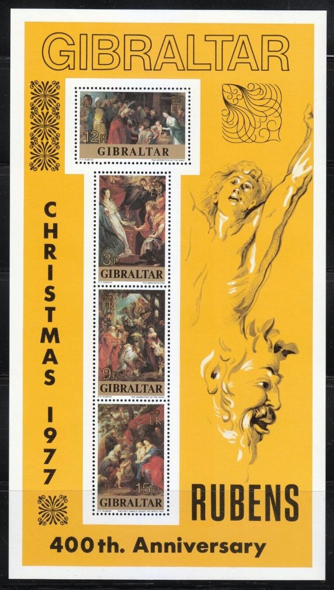 Gibraltár 1977 Vianoce, umenie, Rubens Mi# Block 4 0809 - Známky