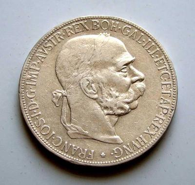 == 5 korun 1907 - mince v krásném stavu, malá hranka ==