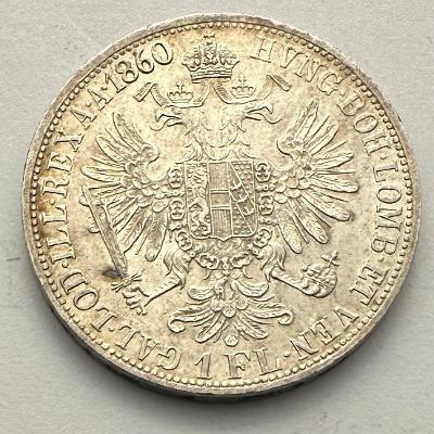 Rakúsko Uhorsko FJI. strieborný 1 zlatník rakúsky 1860 A Viedeň