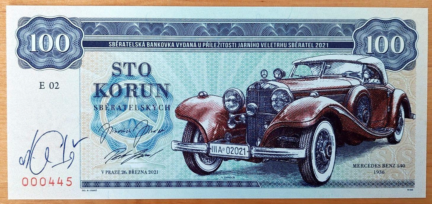 Bankovka 100 korún MERCEDES-BENZ 540, ZAPADLÍK, Séria E02, STAV UNC - Zberateľstvo