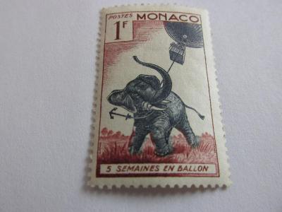 Známky Monaco 1955, Balóny - Letectví, 50.výr.úmrtí J. Verne, Slon