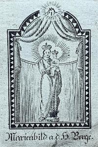 Vzácná barokní rytina svatý obrázek Panna Marie Svatá Hora Příbram 18s