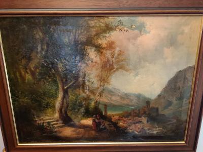 Obraz olej plátno romantismus 1890. 44x60cm