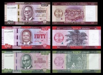 LIBERIA SADA 20 + 50 + 100 Dollars 2022 NOVINKA UNC