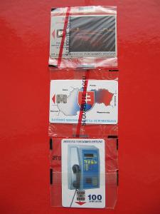 První 3 veřejné telefonní karty Slovenska, A1, A2, A3 nepoužité, obal