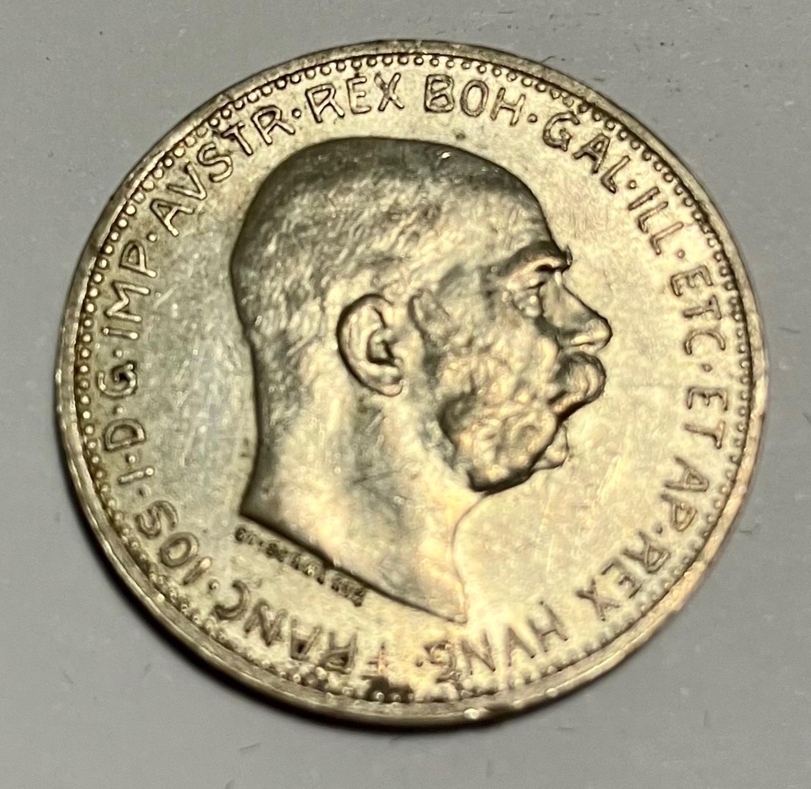 1 Korona corona koruna 1915 b.z. - patina Ag - Numizmatika