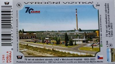Turistická vizitka V-244 - 70 let závodu LIAZ v Mnichově Hradišti 1953