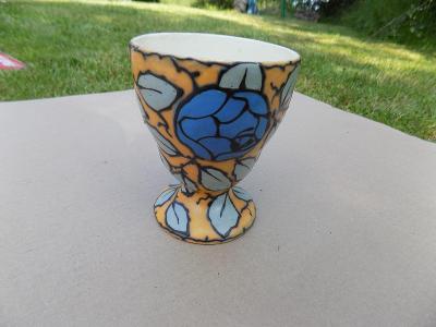Starý ručně malovaný keramický pohár - značeno  