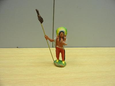 Stará, starožitná figurka indián, kopí, DUROLIN