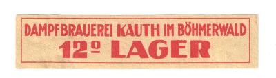 Velmi stará pivní etiketa pivovar Kout na Šumavě