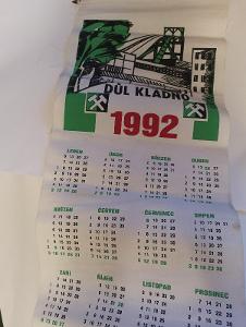 Nástěnný textilní kalendář Důl Kladno 1992