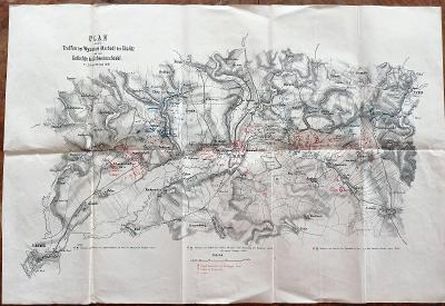 Plán bojů Prusko a Rakousko  Náchod, Vysokov, Česká Skalice r. 1866