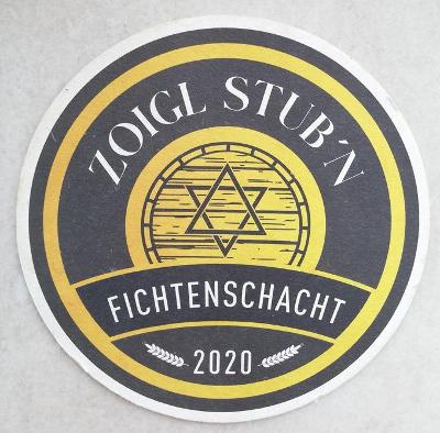 pivní tácek/podtácek,Zoigl Stub´n, Fichtenschacht,Bavorsko,prů 10,5 cm