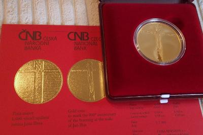 Zlatá mince 10000 Kč 600. výročí upálení mistra Jana Husa - PROOF