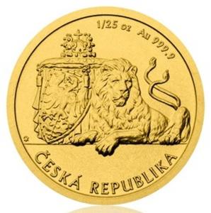 Zlatá 1/25 Oz investiční mince Český lev 2018 stand