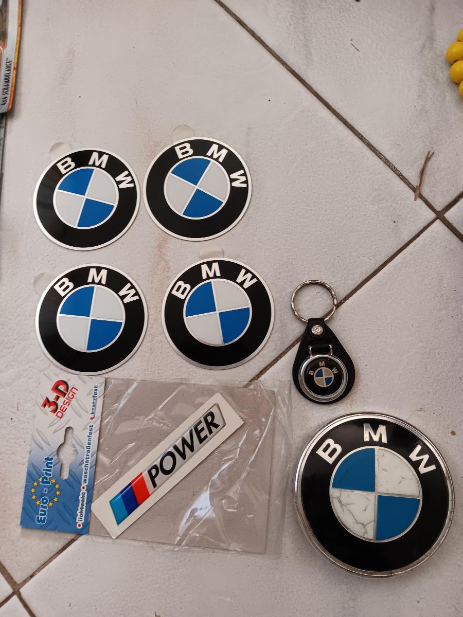 BMW - 3D nálepka M-Power, kovová folie na středy kol, znak kapoty