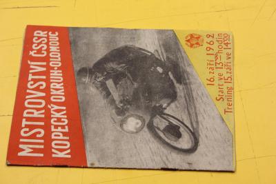 STARÝ PROGRAM MISTROVSTVÍ ČSSR MOTOCYKLY  ROK 1962