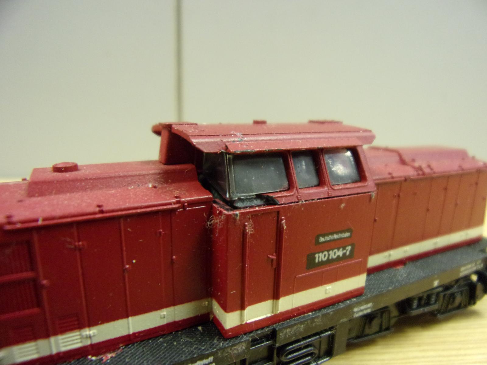 Modelové kolejiště TT, dieselová tažná lokomotiva 110 104-7 - Modelová železnice