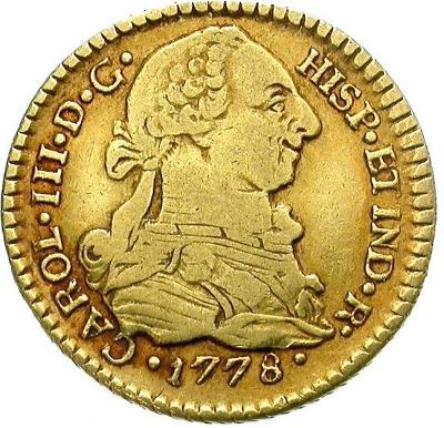 Karel III.Španělský (1759-1788) - zlaté escudo 1778,..Popayán/Kolumbie