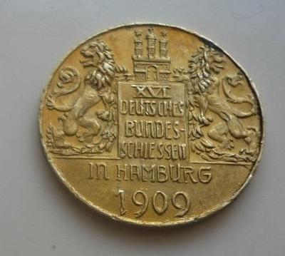 Zlatá medaile - XVI.spolkové střelby Hamburg 1909*