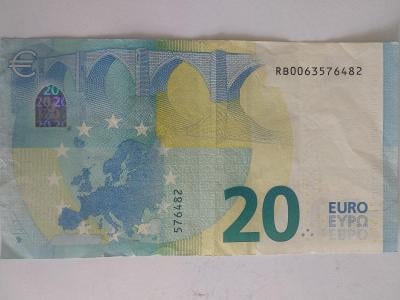 20 euro, séria RB, R007A3, vzácna