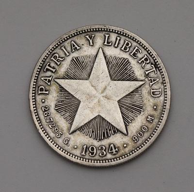 Stříbrné Peso 1934 - Republica de Cuba!