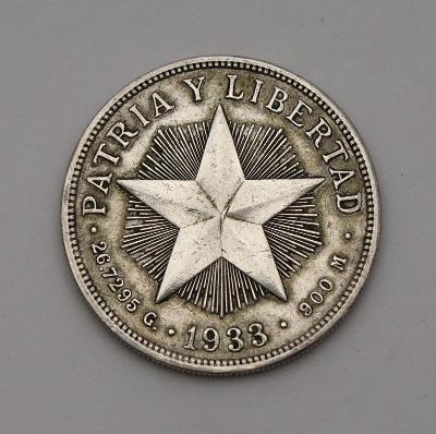 Stříbrné Peso 1933 - Republica de Cuba!