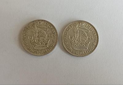 2 x stříbrná mince - Anglie 1 shilling 1942 / 1944