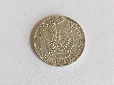 1 x stříbrná mince - Anglie 1 shilling 1941
