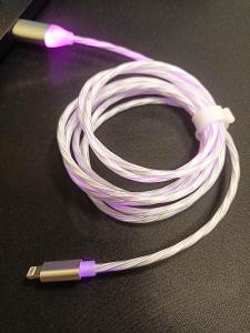 Svítící kabel USB lightning/ fialová, tekoucí/ 2 metry/ TOP |089|