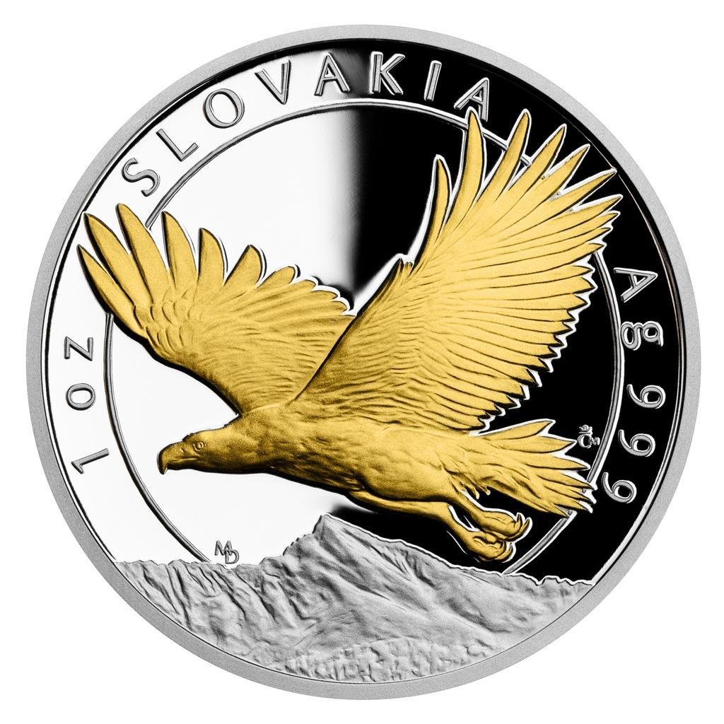 Strieborná uncová minca Slovenský Orol 2023 so selektívnym pokovom - Numizmatika