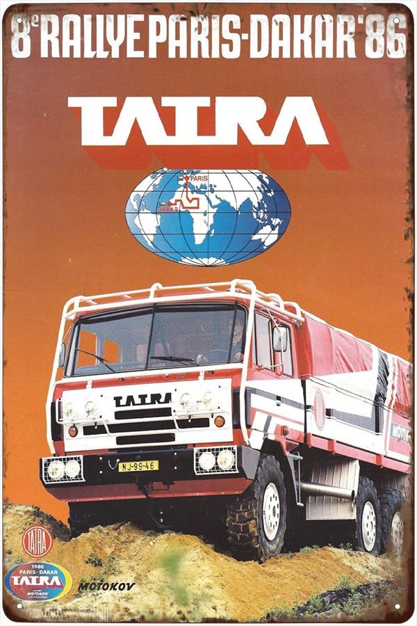 plechová ceduľa - Tatra T815: Rallye Paris-Dakar 1986 (dobová reklama) - Auto-moto