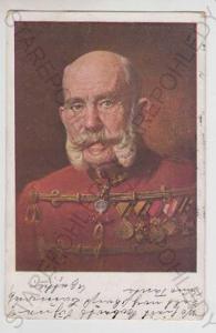 František Josef I., portrét, uniforma, kolorovaná