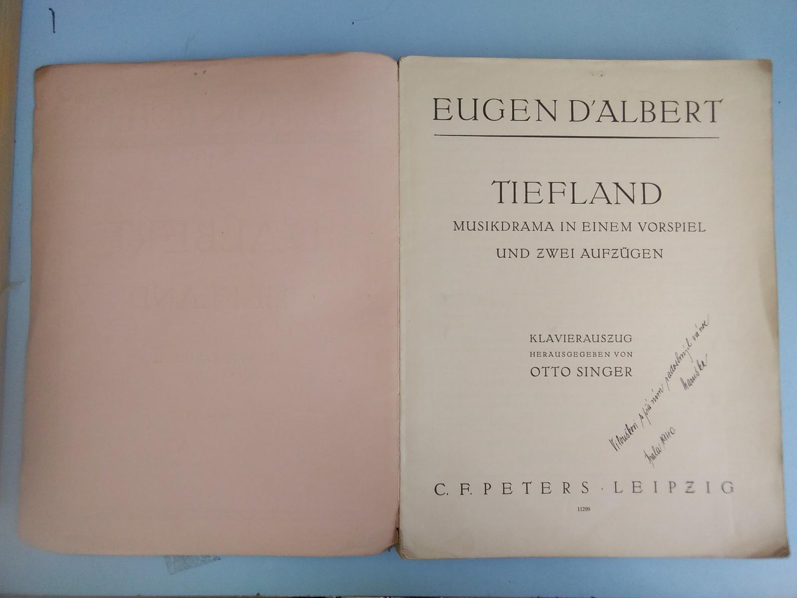 Kniha německá Tiefland, E. D'Albert, 30,5x23cm (0404) - Knihy a časopisy