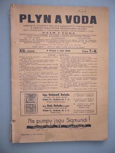 Plyn a voda 1932 - ročník XII. číslo 7. - 9. [časopis]