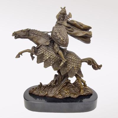 ZĽAVA!!! Bojovník na koni - Bronzová soška na mramorovom podstavci.