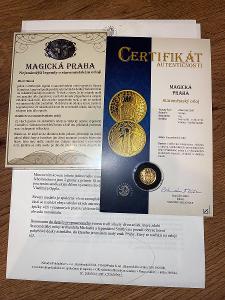 Zlatá pamětní mince Magická Praha -Staroměstský orloj (nejvyšší kvalit