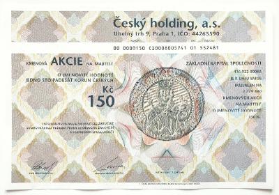 ! ! ! Kmenová akcie Český holding, a.s., rok 1993, výborný stav ! ! !