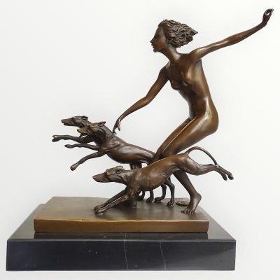 Diana se psy - bronzová socha - kvalitní socha s názvem Spring Frolic