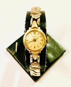 Zlaté dámské mechanické hodinky DUGENA, zlacený tah, Au 585/16,90 g