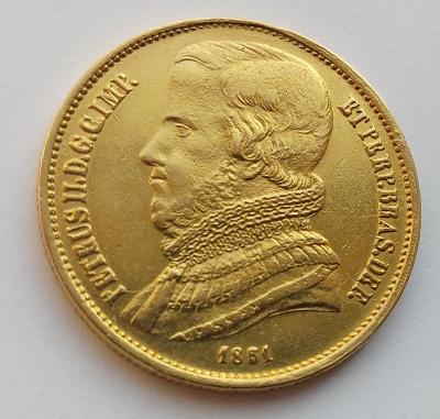 Zlatý - 20 000 Réis 1851 - Petr II. Rio de Janeiro.