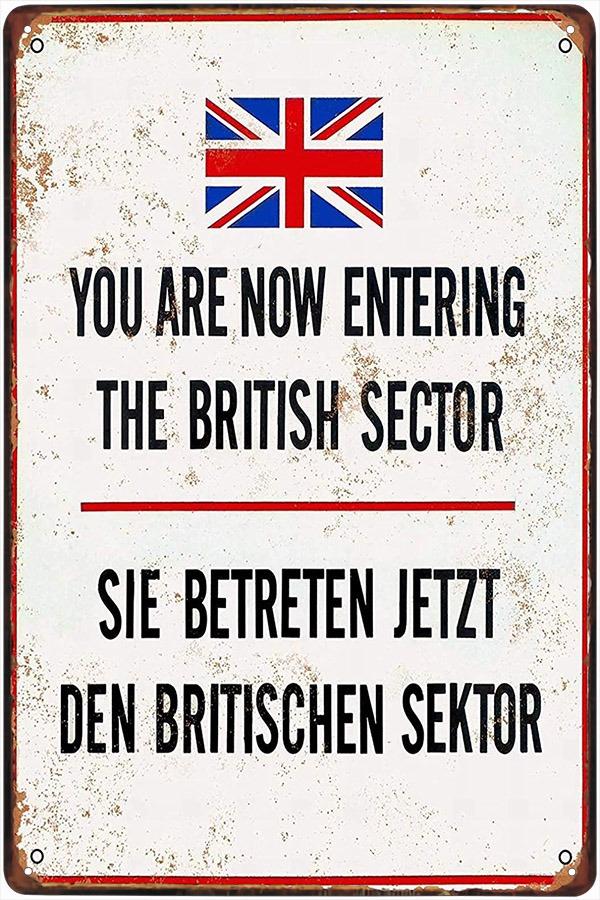 plechová ceduľa: Berlín - Vstupujete do britského sektora - Zberateľstvo