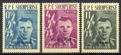 Albánie-J.A.Gagarin 1961**  Mi.647b-649b/černý přetisk/  300 €
