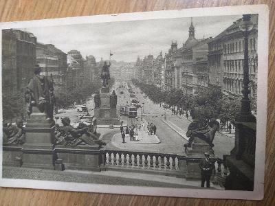 stará pohlednice Praha Václavské náměstí 9 x14 cm /zachovalá)