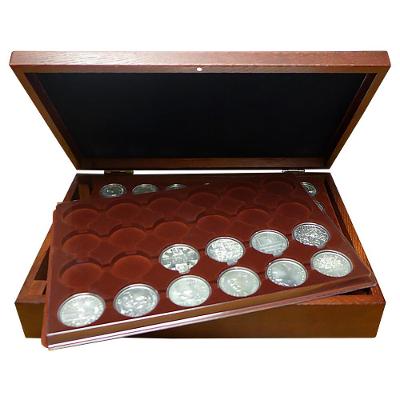 Luxusní dřevěná kazeta na stříbrné pamětní mince ČNB 1993–2025 