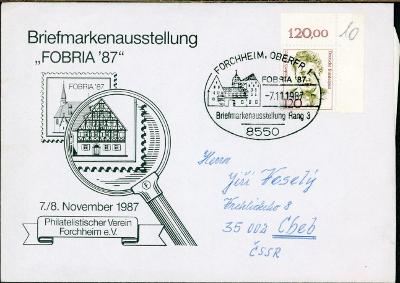 14B1596 Dopis - výstava známek FOBRIA ´87 Forchheim - Cheb