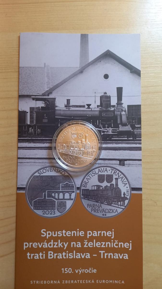 Strieborná slov. mince 10 EUR 2023 - 150. výročie 1. parnej lokomotívy - Numizmatika