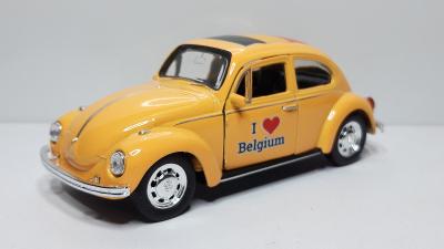 Volkswagen Beetle "I Love Belgium" žlutá - Welly 12cm Pull Back