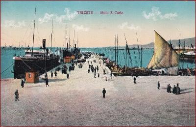 Trieste (Terst) * San Carlo - přístav, lodě, molo * Itálie * Z389