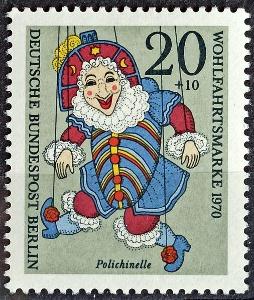 WEST BERLIN: MiNr.374 Polichinelle 20pf+10pf, Puppets ** 1970